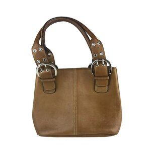 Tignanello Hobo Bag Purse‎ Womens Brown Leather Double Handles Adjustable